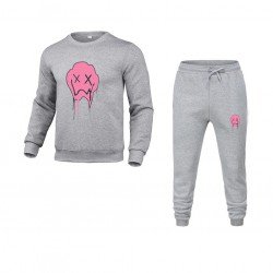 Cute Printed Round Neck Two Piece Outfit For Men