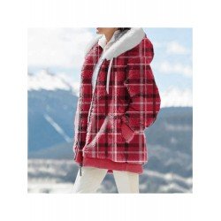 2024 Winter Hooded Plaid Plush Women's Coats 2024 Winter Hooded Plaid Plush Women's Coats