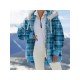  2024 Winter Hooded Plaid Plush Women's Coats