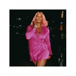 Sexy Solid Tie Wrap Long Sleeve Short Dress Sexy Solid Tie Wrap Long Sleeve Short Dress