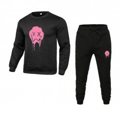 Cute Printed Round Neck Two Piece Outfit For Men