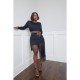  Pure Color Crop Top And Tassels Skirt Set