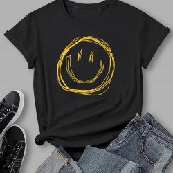 Simple Smile Face Printed Summer Women T Shirts