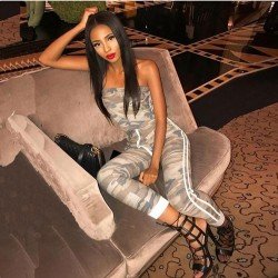  Fashion Backless Strapless Camouflage Women's Jumpsuit