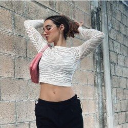 Fall White Long Sleeve Crop Tops