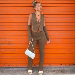 Pure Color Top And Trouser Women's Suits  Pure Color Top And Trouser Women's Suits