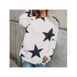Casual Loose Star Printing Women's Long Sleeve Top