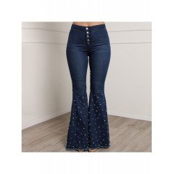 Blue Flare Jean Trousers For Women