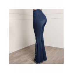 Blue Flare Jean Trousers For Women