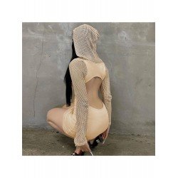 Hooded Collar Cut Out Long Sleeve Short Dress Hooded Collar Cut Out Long Sleeve Short Dress