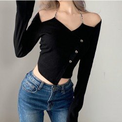 Designer Black Fitted Ladies Tops