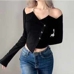 Designer Black Fitted Ladies Tops