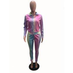 Multicolored Matching Fall 2 Piece Trouser Sets 