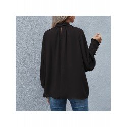 New Ladies Lantern Sleeve Tie Neck Blouse New Ladies Lantern Sleeve Tie Neck Blouse