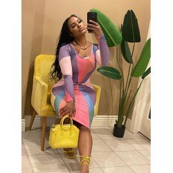 Casual Color Blocking Long Sleeve Dresses For Women Casual Color Blocking Long Sleeve Dresses For Women