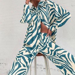 Trendy Street Matching Blouse And Wide Leg Trouser Sets