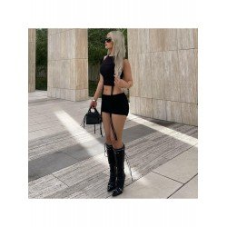 Pure Color Drawstring Crop Top And Skirt Suits  Pure Color Drawstring Crop Top And Skirt Suits