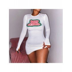 Sexy Crew Neck Letter Printing Women's Short Dress  Sexy Crew Neck Letter Printing Women's Short Dress