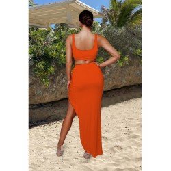 Sexy Pure Color Crop Tank Top And Long Skirt Sets Sexy Pure Color Crop Tank Top And Long Skirt Sets