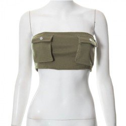  Summer Pure Color Sleeveless Strappy Navel Vest