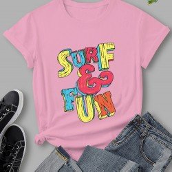 Letter Printed Black Summer T Shirts For Women