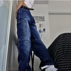 Street Trendy Blue Straight Leg Ladies Jeans