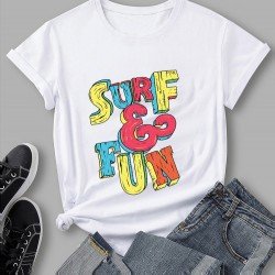 Letter Printed Black Summer T Shirts For Women