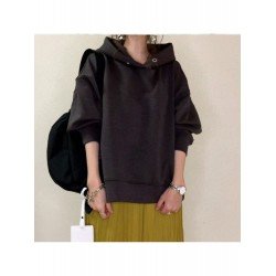  Pure Color Hooded Women's Long Sleeve Sweater