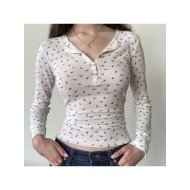  2024 Autumn Floral Women's Long Sleeve Top