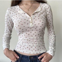  2024 Autumn Floral Women's Long Sleeve Top