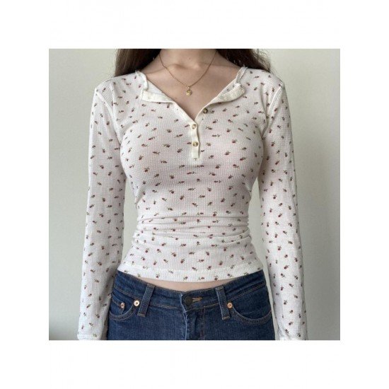  2024 Autumn Floral Women's Long Sleeve Top