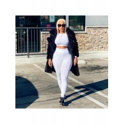 Latest White Matching 2 Piece Trouser Sets For Women