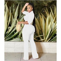 Trendy Solid Black Tie Wrap Matching 2 Piece Trouser Sets