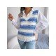 V Neck Contrast Color Sleeveless Sweater
