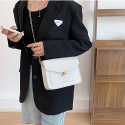  Fashion PU Crocodile Print Chain Shoulder Bag