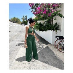 Summer Sleeveless Cut Out Tie Wrap Jumpsuits Summer Sleeveless Cut Out Tie Wrap Jumpsuits