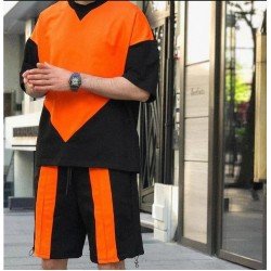 Sport Loose Contrast Color Men Top And Short Sets Sport Loose Contrast Color Men Top And Short Sets