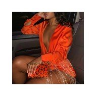  Pure Color Long Sleeve Dress For Women