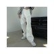 Ladies White Tassel Solid Straight Leg Jean Trousers