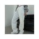 Ladies White Tassel Solid Straight Leg Jean Trousers