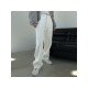 Ladies White Tassel Solid Straight Leg Jean Trousers