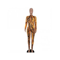 Printed Zipper Up Long Sleeve Jumpsuits For Women Printed Zipper Up Long Sleeve Jumpsuits For Women