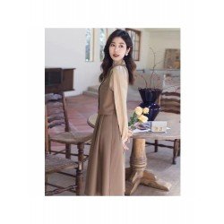 2024 Fall Retro Fake Two-Piece Women's Dress  2024 Fall Retro Fake Two-Piece Women's Dress