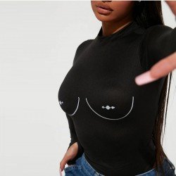  Sexy Tight Printing Women's Long Sleeve Bodysuits