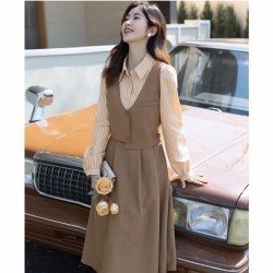  2024 Fall Retro Fake Two-Piece Women's Dress