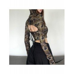 New Camouflage Backless Camouflage Patchwork Women's Top  New Camouflage Backless Camouflage Patchwork Women's Top