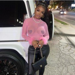 Sexy See Through Long Sleeve Crop Tops