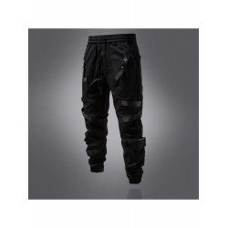 Trendy Black Solid Drawstring Trousers For Men
