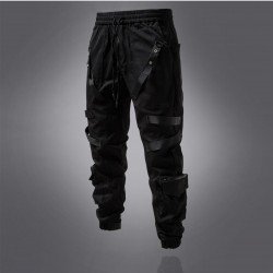Trendy Black Solid Drawstring Trousers For Men