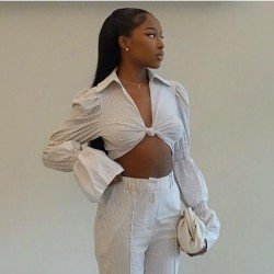 Sexy New Designer Striped Crop Blouse